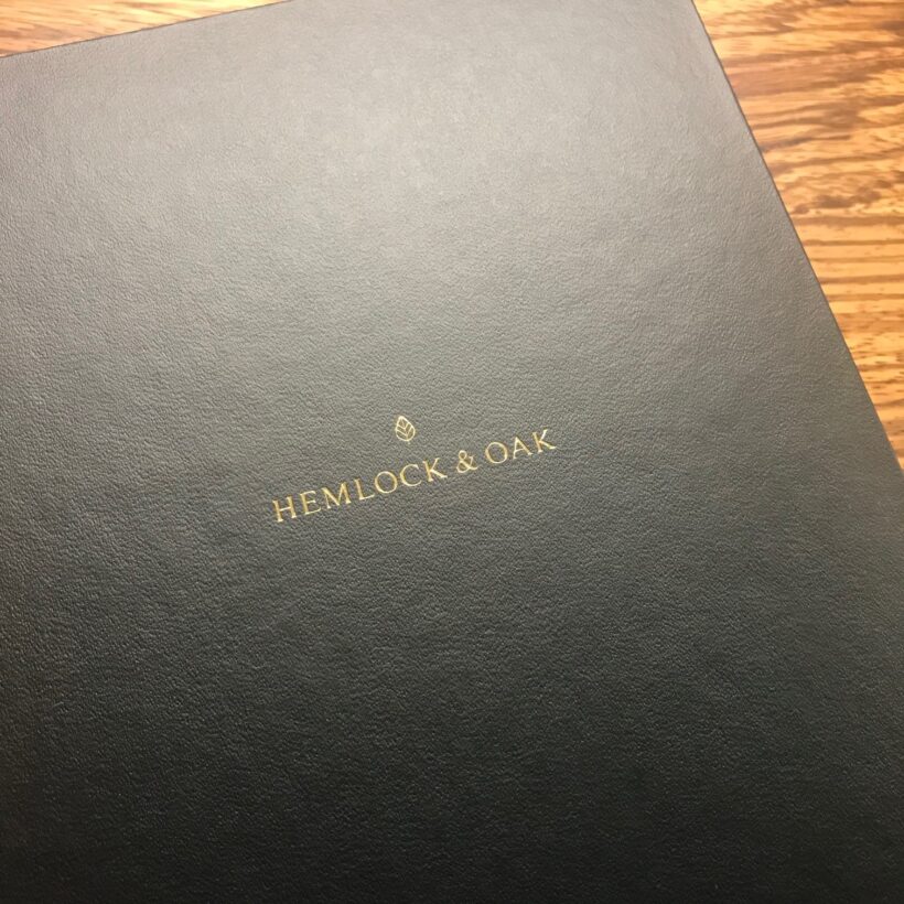 Cover of Planner with Hemlock and Oak written on it