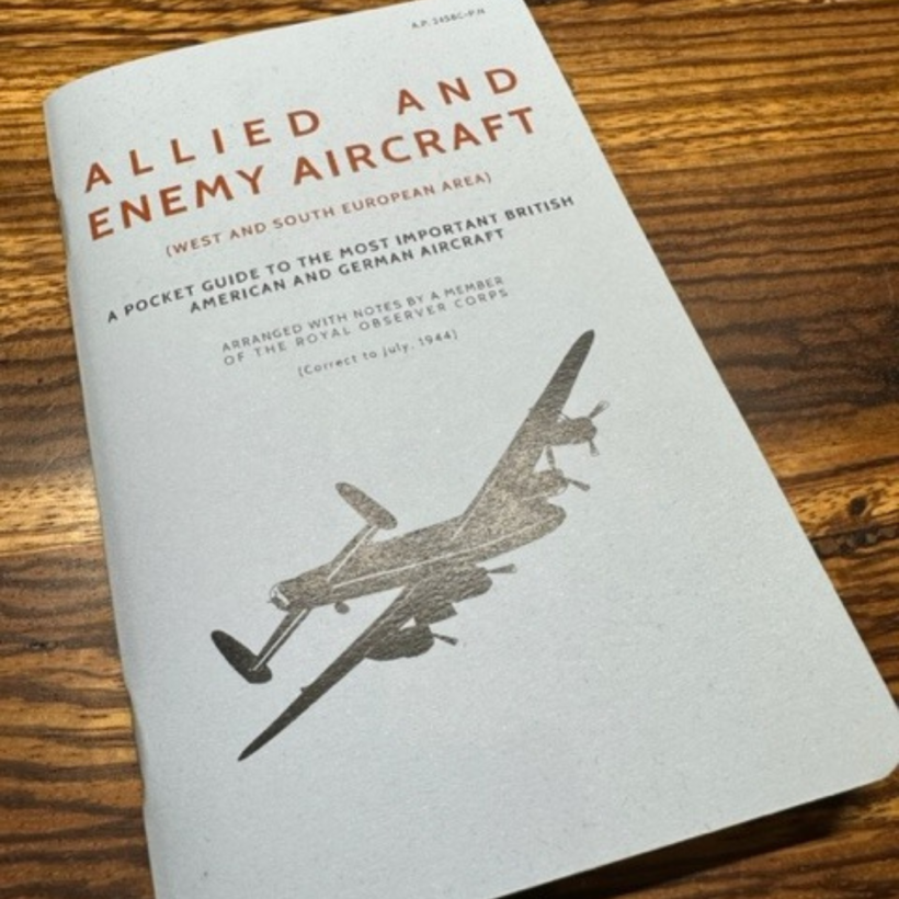 Pocket Notebook with allied and enemy aircraft and a plane printed on a blue cover