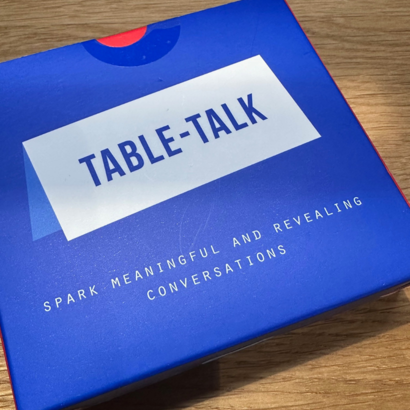 blue box of table talk cards