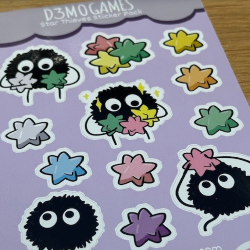 star thief stickers - stickers sheet featuring 4 star thief images and some colourful stars